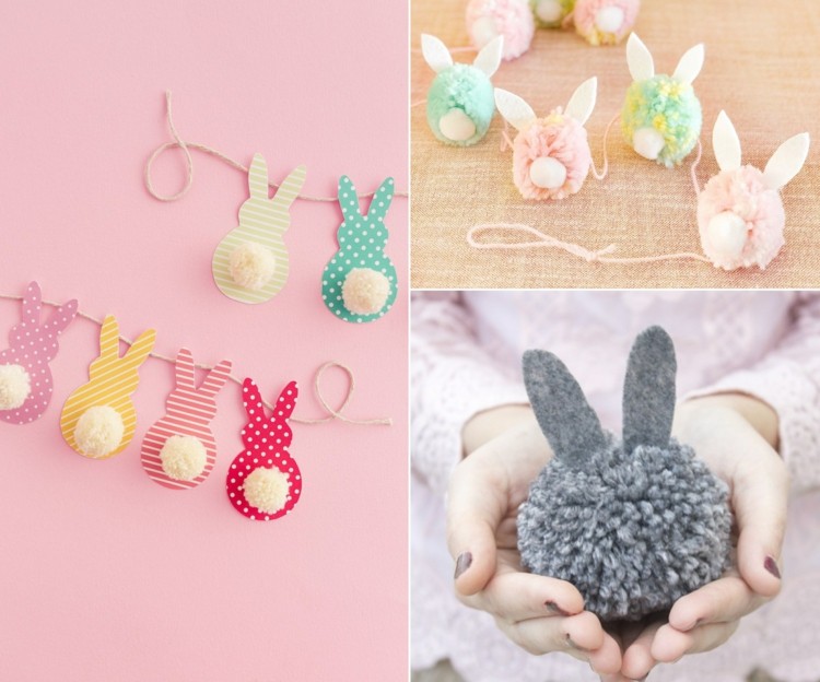 Faceți ghirlande de Paști cu pampoane pentru iepurași