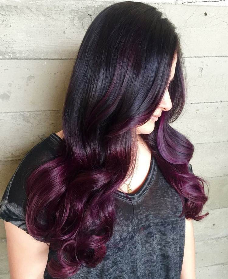 tehnică-balayage-ombre-cireș-roșu-negru-violet-păr-extravagant