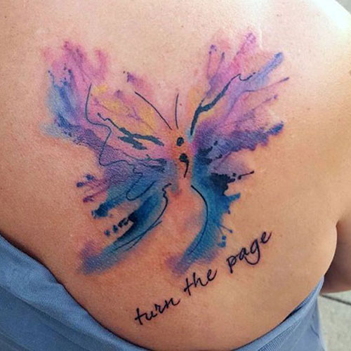 Šarena tetovaža leptira sa zarezom za žene za žene