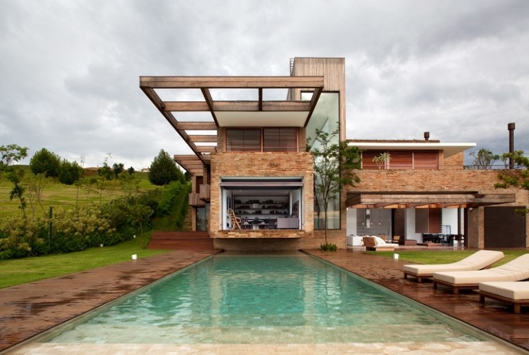 Mobilier și tec alb - casă de vis în Brazilia mobilier alb și teak vis acasă piscină șezlong brazil
