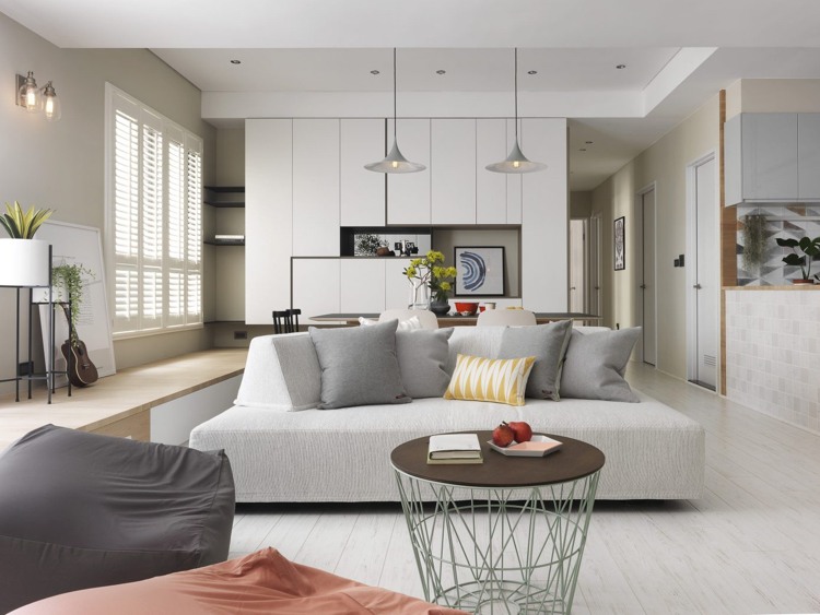 alb laminat nuante gri decor modern mobilier scandinav