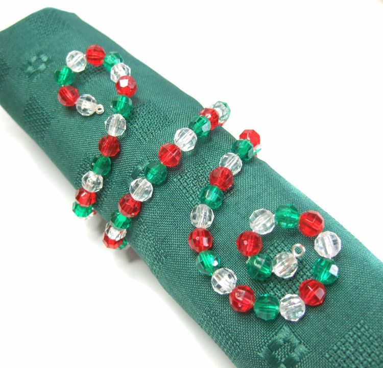 Inel de servetel de Craciun din sarma si perle decoratiuni de masa de Craciun inel servetel margele sarma bricolaj