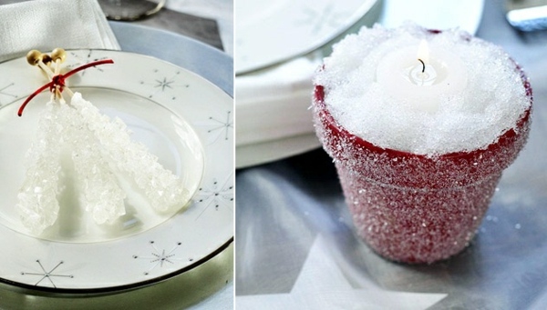 lumânări albe zăpadă artificială idee frumoasă Lumânări artificiale zăpadă idee frumoasă Crăciun