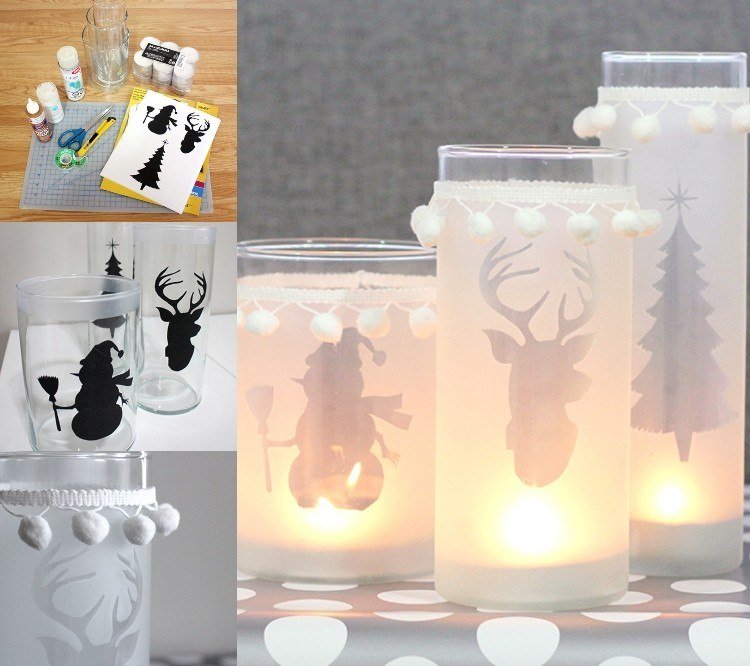 Felinarele de iarnă fac siluete de animale și ochelari cu gheață