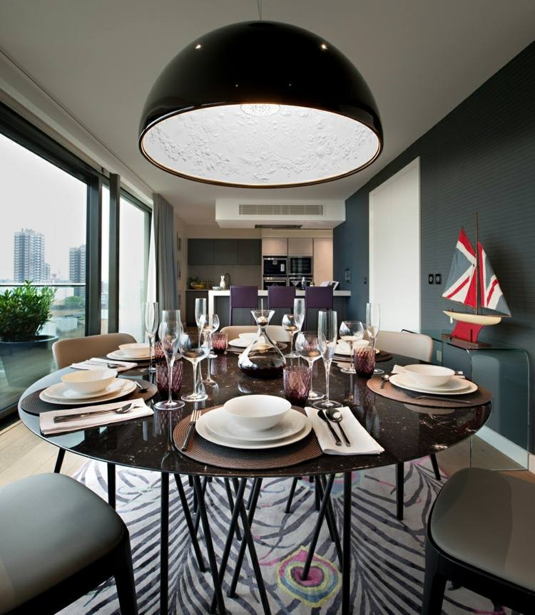 Design în stil Bauhaus în zona de luat masa living-bauhaus-style-dining-room-design-interior-metal-dining-table-round-round