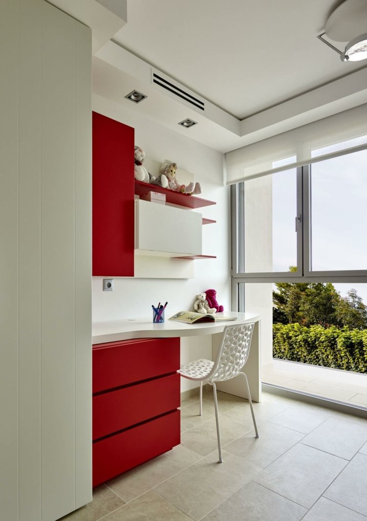idei de viață-în-alb-birou-cameră-pentru-copii-roșu-modern