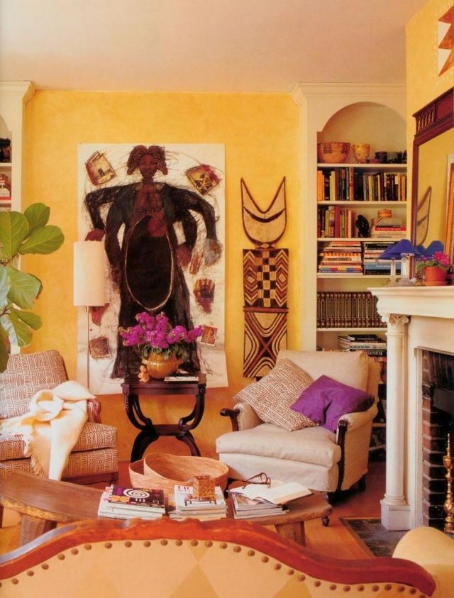 Design de perete în stil Africa - decorațiuni și mobilier - culori puternice ale pereților Mobilier cu aspect african-decorațiuni pentru pereți-decorațiuni-culori puternice