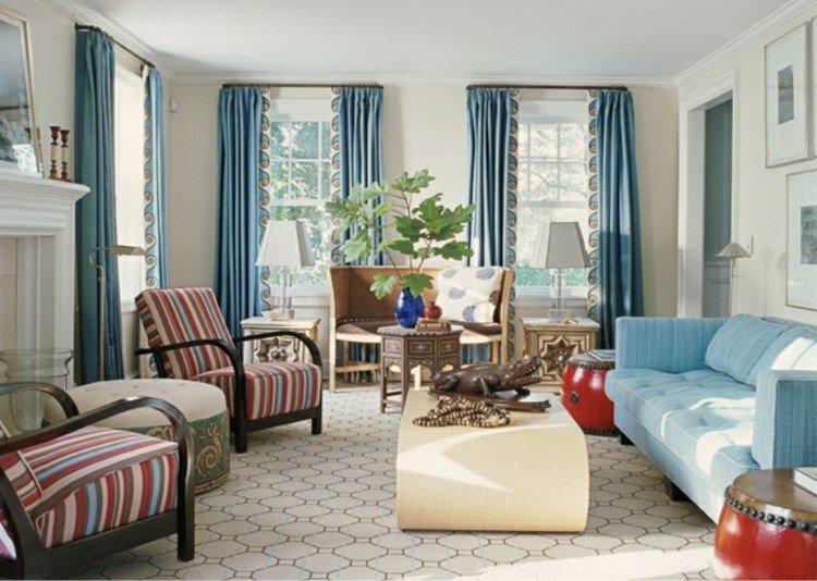 sufragerie-perdele-perdele-albastru-alb-dungi-fotoliu