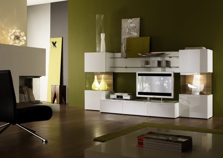 Vopsea de perete verde măslin, perete alb și accente din lemn living-culori-perete-2015-verde-măslin-alb-perete-living-lemn-accente