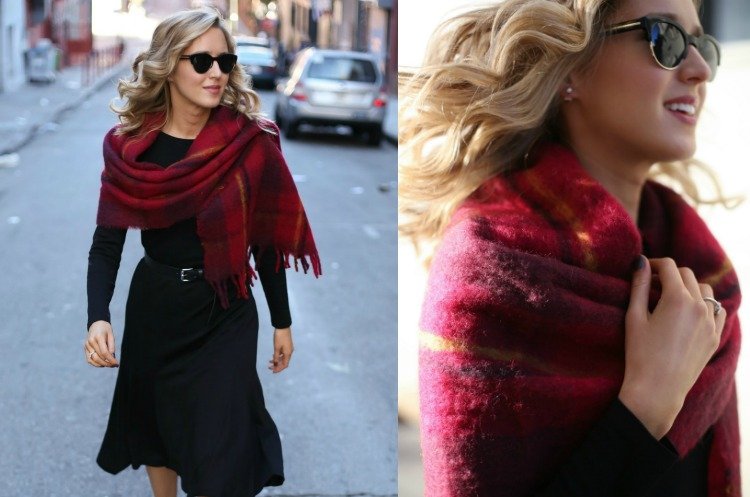 esarfa rosie din lana moale pe umeri te tine cald xxl-eșarfă-roșu-cravată-umăr-lână-carouri