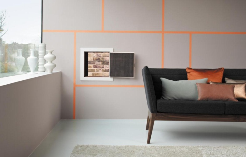 Proiectează o cameră de zi modernă - dungi în culori de accent pe perete Design-culoare-cameră-figuri-geometrice-idei-moderne