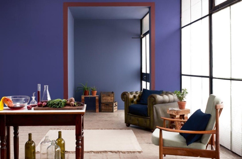Culoare violet în sufragerie - idee de design în stil rustic Design-culoare-cameră-culoare-violet-închis