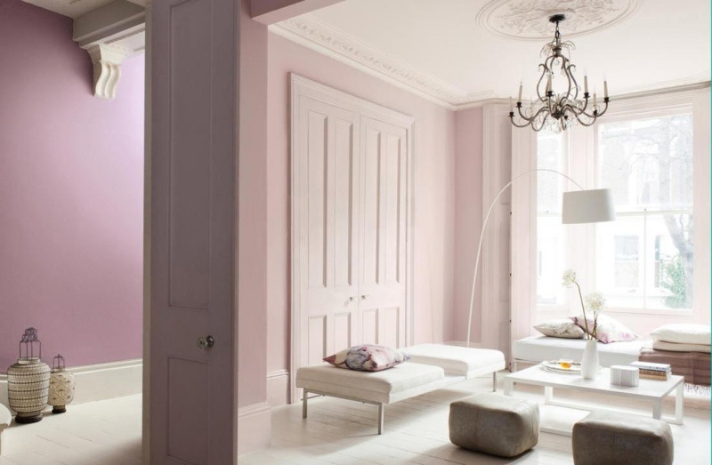 Lavandă în sufragerie - o idee elegantă de design Design-culoare-cameră-liliac-alb-modern