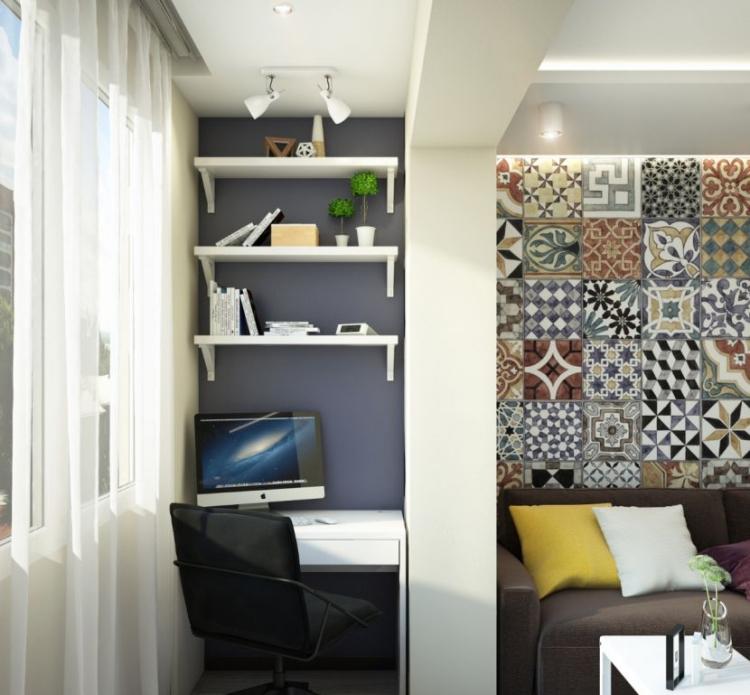 vopsea de perete albastru-gri și cremă la granița dintre zonele de locuit Camere de colorat albastru-gri-perete-vopsea-tapet-model-țiglă-optică