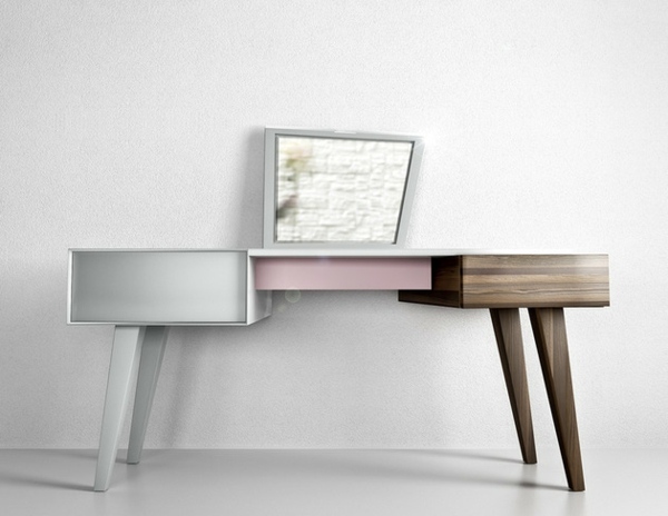 oglindă pliabilă din lemn de fag întunecat roz alb Oglindă pliantă din lemn de fag dormitor mobilier modern